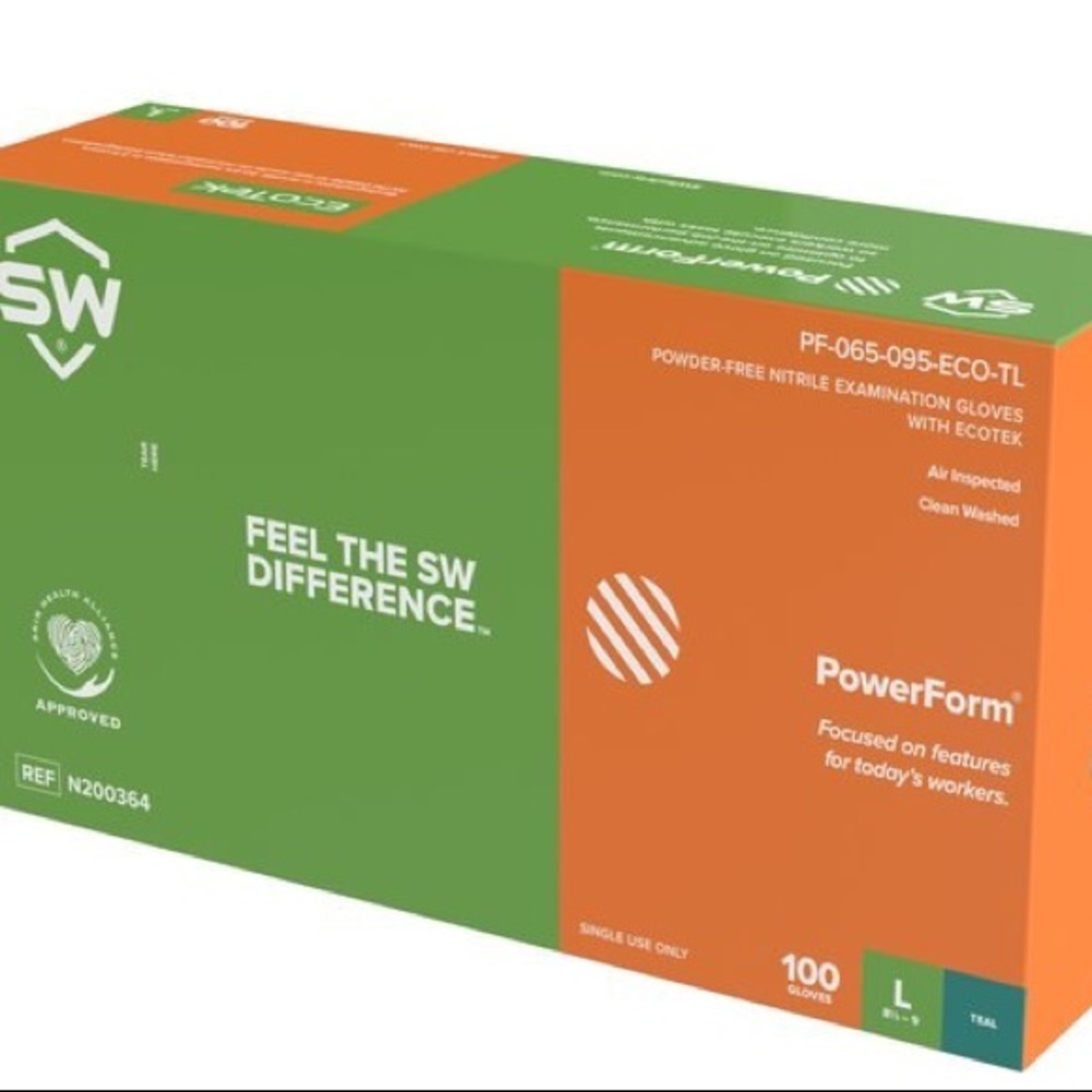 SW Safety PowerForm PF-95TL 5 mil Biodegradable Nitrile Gloves Size Large